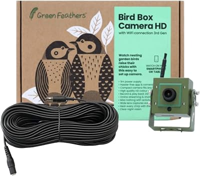 Green Feathers WiFi Birdbox Camera 1080p Night Vision 20m Kit