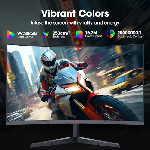 KOORUI 24 Inch Curved Monitor -180Hz 1ms Gaming Monitors FHD VA 1500R PC Monitors with Adaptive Sync, HDMI X2 /DP, VESA Compatible, Tilt Adjustable, Eye Care