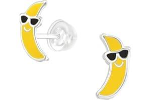 CHARMED OWL 925 Sterling Silver Children's Fruit Stud Earrings