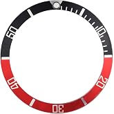 FILFEEL Watch Replacement Parts, Wristwatch Plastic Material Loop Bezel Insert Ring(Black red)