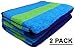COTTON CRAFT - 2 Pack - Oversized Jacquard Double Woven Velour Beach Towel 39x68 - Cabana Stripe Navy Green Turquoise - Highly Absorbent - 450 Grams per Square Meter 100% Pure Ringspun Cotton