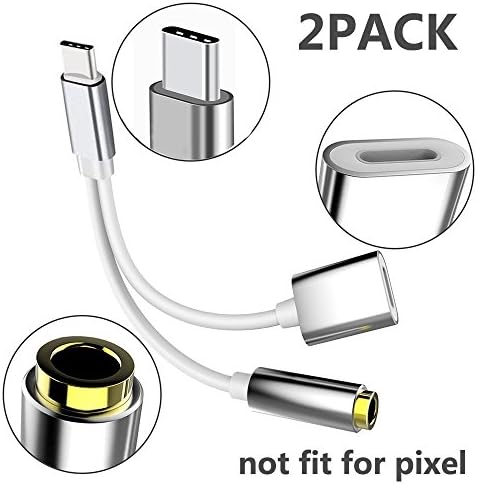 2 in 1 USB-C to 3.5mm Audio Adapter,INGOUE 2 in 1 USB Type C Cable Fast Charge to 3.5mm Audio Jack Headphone Adapter Converter Supports Audio and Charging for Motorola MotoZ, Letv Le Pro 3 (2pack)