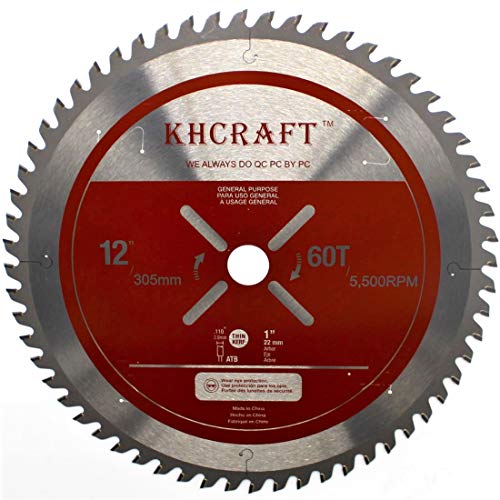 KHCRAFT LaserCut Miter Saw Blade Table Saw Blade 12 Inch 60 Teeth ATB