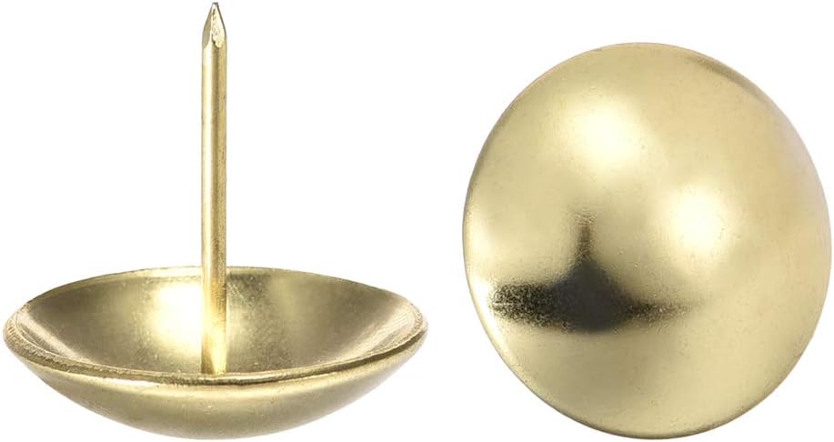 sourcing map Upholstery Nails Tacks 30mm Dia 25mm Height Round Thumb Push Pins Gold Tone for Furniture Sofa Headboards 30 Pcs