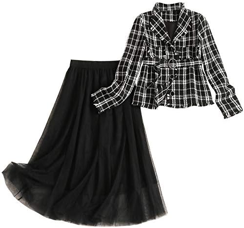 Amazon Pingora レディース スカートスーツ ミックスツイード スーツ セット スカートスーツ フォーマルスーツ 上下 セットアップ スーツ 長袖 2点セット ビジネス服 ロング丈 上品 秋 冬 スカートスーツ 通販