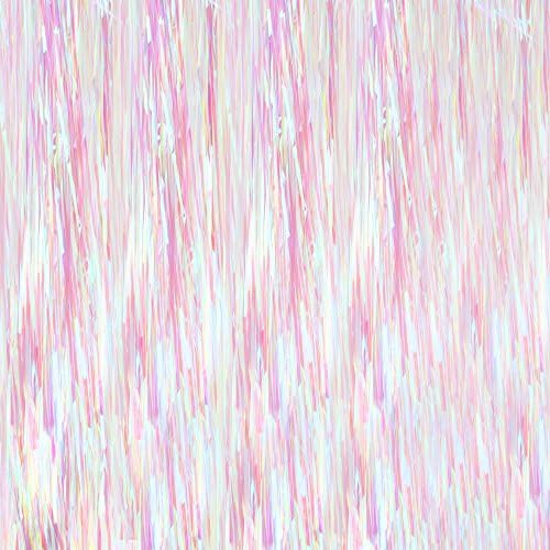 P+Co Chic Iridescent Holographic Tinsel Backdrop Rainbow Unicorn3.3ft Wide x 6.5ft Tall for Photo Booth Prop Party Photography