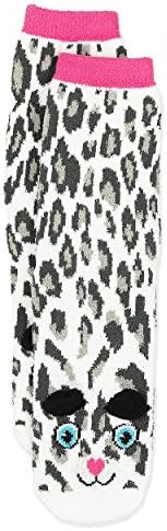 Girls Cozy Critter Slipper Socks Unicorn Cat Zebra Fox (6-8 / Shoe: 10.5-4, Cat White/Grey)