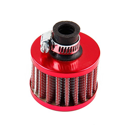 Oda 12mm Car Mini Carbon Fiber Cone Cold Air Intake Filter Universal Car Motor Cone Cold Clean Air Intake Filter Turbo Vent Red