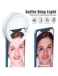 Selfie Anillo de luz para cámara de teléfono [batería recargable] LED luz cámara [Clip de 36 LED] de maquillaje en teléfono para fotografía de iPhone, iPad, Sumsung Galaxy teléfonos