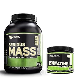Optimum Nutrition Serious Mass Weight Gain Powder, Cookies and Cream, 2.73 kg with a 144g Tub of Creatine
