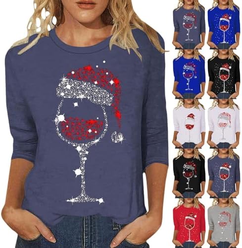 womens christmas jumpers,Christmas Jumpers for Women UK Autumn Winter Xmas Tops T Shirts Ladies Long Sleeve Top Sweatshirt Sweater Fall Outfits Blouse Shirt Fashion Clothing,Navy,L