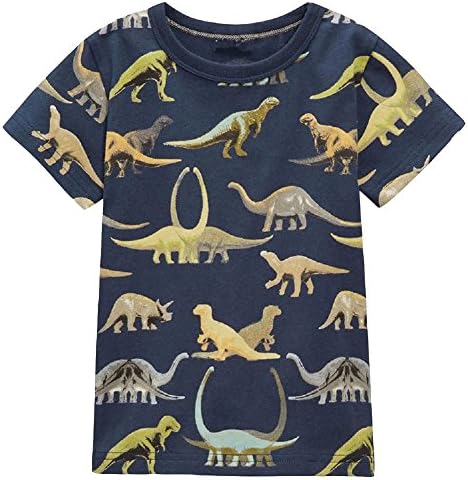 Dan Ching Kids Little Boys Short Sleeve T-Shirts Size 4 Navy Dinosaur