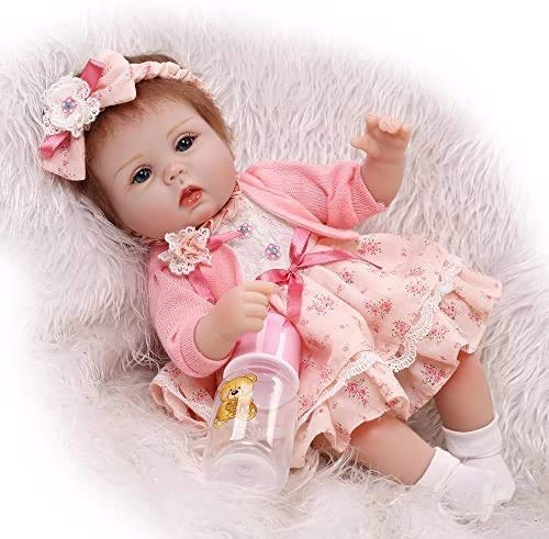 Pinky Reborn Baby Dolls Lovely Soft Silicone Vinyl 17" 43cm Baby Doll Real Realistic Newborn Nurturing Dolls Toy Magnet Pacifier Xmas Gift