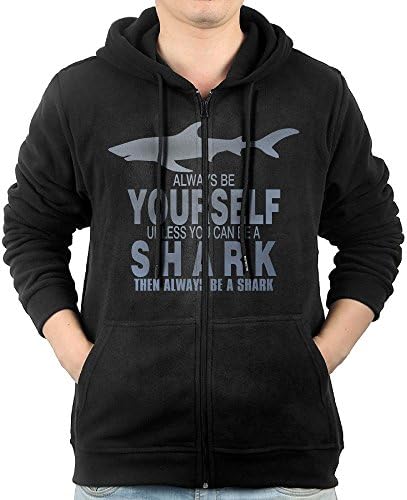 TTlmgBGa Always Be Yourself Shark Hooded Sweatshirt Full Zip Hoodie With Pocket For Men