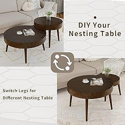 HOMPUS Round Nesting Coffee Table w Honeycomb