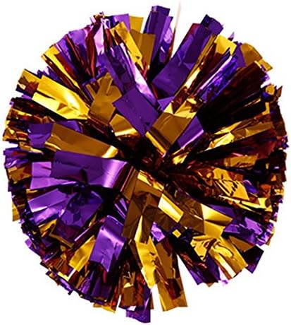 PUZINE Pack of 2 Metallic Foil & Plastic Ring Pom Poms(120g) (Purple with Gold)