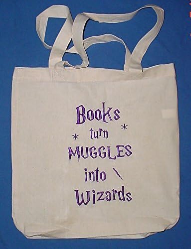 Wizard and muggles book library shopping tote bag bag