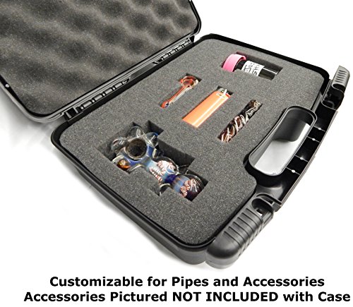 Lockable DISCREET n SECURE 11" Travel Hard Case - Fits Hookah Tobacco Pipes with Customizable Internal Foam Padding - Great for Storing Handheld Pipe / Spoon Pipe / Taster Pipe / Hammer Bubbler / Sherlock Pipe / Grinders, Canisters and More - Thumbnail 2