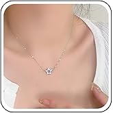 Erimberate Bohemian Crystal Star Choker Necklace Silver Cz Star Pendant Necklace Small Hollow Star Collar Necklace Rhinestone Double Star Chain Necklace Jewelry for Women Gifts
