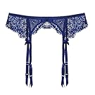 Varsbaby Women Sexy Lace Suspender Garter Belt For Thigh High Stockings (Blue, L)