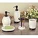 InterDesign York Ceramic Toothbrush Holder Stand for Bathroom Vanity Countertops - Vanilla/Bronze