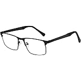 Dollger Blue Light Blocking Glasses for Men Rectangle Metal Frame Computer Gaming Glasses Anti Eyestrain Eye Protection