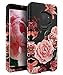 RabeMall Samsung Galaxy S9 Case Unique Pretty Flowers for Girls/Women Anti-Fingerprint Three Layer High Impact Resistant Hybrid Shockproof Protective Cover,Floral Black