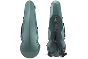 WUQIMUSC Viola Case 16 inch, Carbon Fiber Hard Viola Case Backpack, Adjustable Neck Pad for Sizes 15-16.5 inches, Thickened Lining, Built-in Hygrometer, with Sturdy Handle (Green)