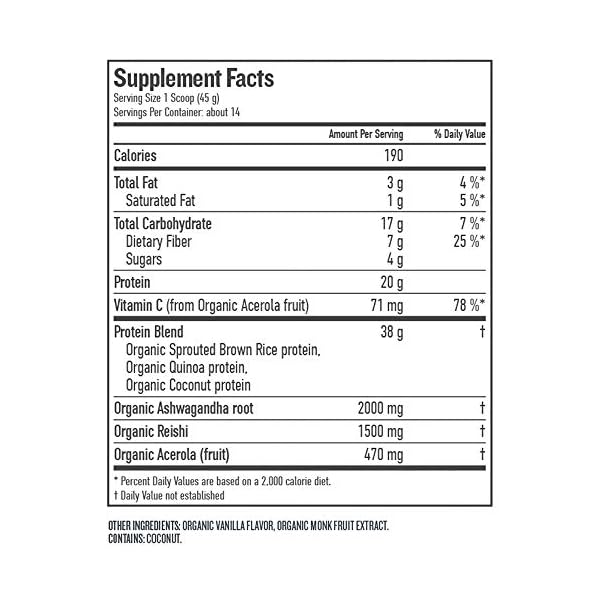 Botanica Protein Powder Vanilla for Adrenal Support 630g 14 Servings