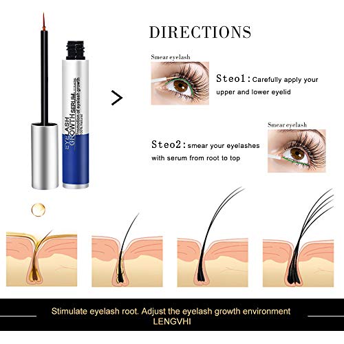 Eyelash Growth Serum, Eyelash Enhancer Lash Booster Eyebrow Growth Serum for Long, Luscious Lashes and Eyebrows-Irritation Free Formula(5ml) Blue