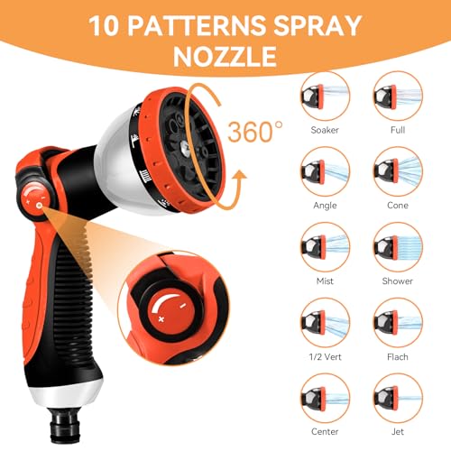 Yofidra 100FT Expandable Garden Hose Pipe, Water Hose with 10-Pattern Spray Gun & Metal Fittings, Hosepipe for Gardening, Washing & Cleaning