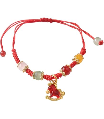 Red Lucky Bracelets For Women LRGKMCWTOB Chinese 12 Zodiac Animal Charm Bracelet For Women Men Adjustable Red Rope Bracelet Good Luck Symbol Jewelry Mascot Red String Bracelet Rabbit Bracelet
