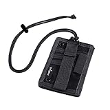 Unigear Tactical ID Card Holder Detachable Badge Holder 1000D Cordura with Adjustable Neck Lanyard Key Ring (Black - 1000D Cordura)