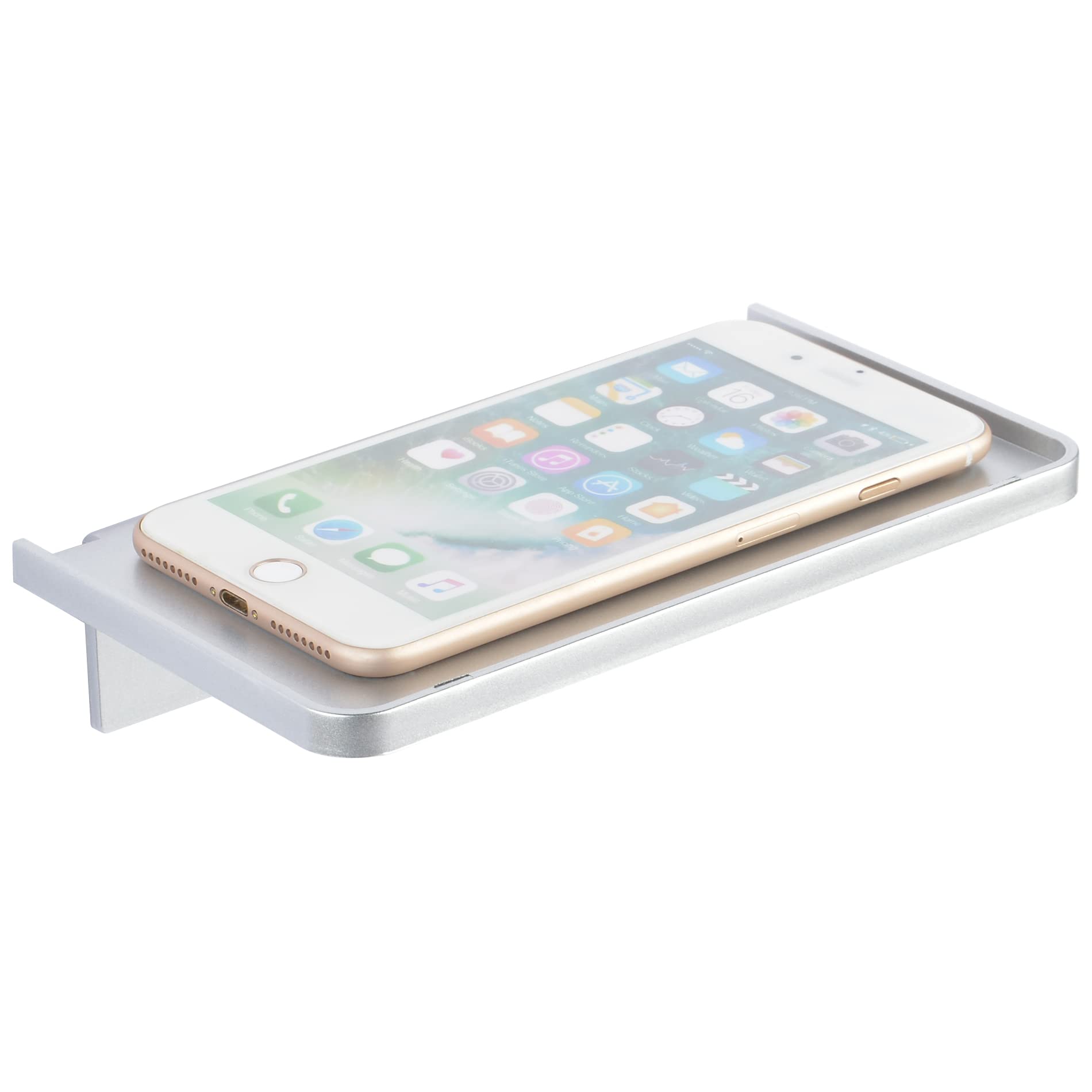 Stick-on Wall Shelf - Small Wall Mounted Adhesive Clear Acrylic Shelf Phone Holder Shelves Wipes Rack for Bathroom,Kitchen,Toilet,Office - Silver (A Set of Screws Included)
