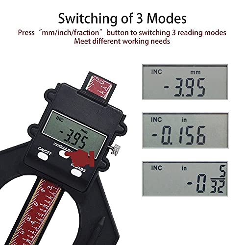 GemRed Digital Depth Gauge, Height Gauge with LCD Display, Woodworking