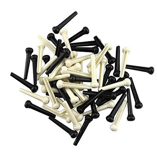 Oopsu 60 PCS Plastic Acoustic Guitar Bridge Pins String Peg Guitar Parts Replacement Pack, Black and Ivory - Thumbnail 3