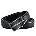 Sanxiner Men's Genuine Leather Ratchet Belt with Automatic Buckle Black Long 52