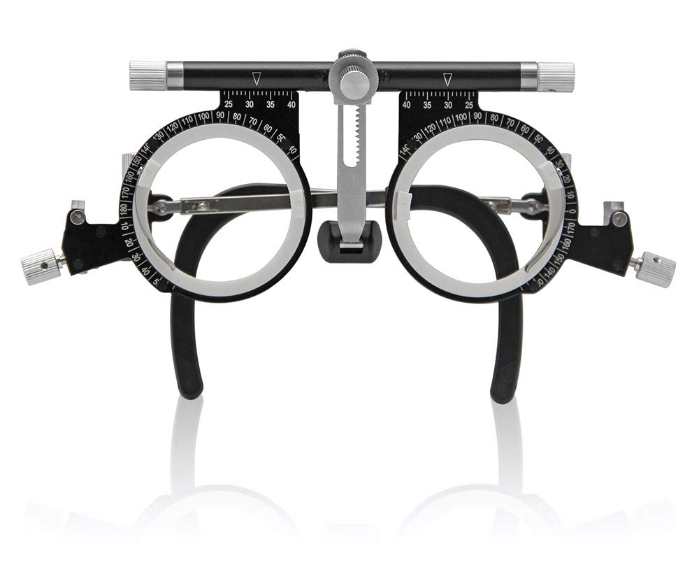 CGOLDENWALL Optical Trial Lens Frame Optometry Eye Test Glasses Frame with Pupillary Distance/Temple Length/Nose Pad Height/Rubber Sleeve Curvature Adjustable (PD:50-80)