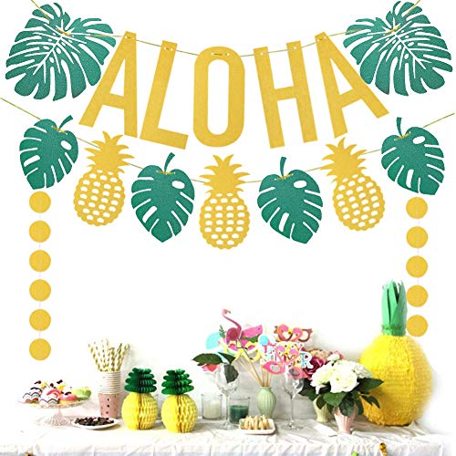 Aloha Banner Hawaiian Luau Party Decorations for Birthday Luau Beach Summer Party Decoration Supplies