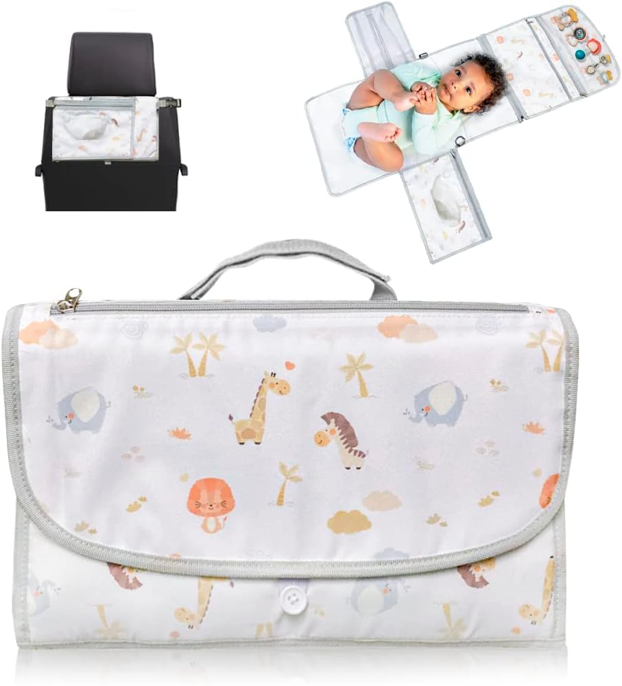 Portable Padded Changing Mat XL - Foldable Waterproof Mattress - Removable Bag as Baby Items Bag Ideal Original Gift for Newborns