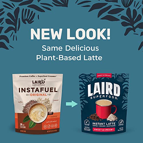 Laird Superfood Instant Latte 100 Arabica Coffee Sweet & Creamy, Non