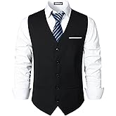 ZEROYAA Men's Hipster Urban Design 3 Pockets Business Formal Dress Vest for Suit Tuxedo