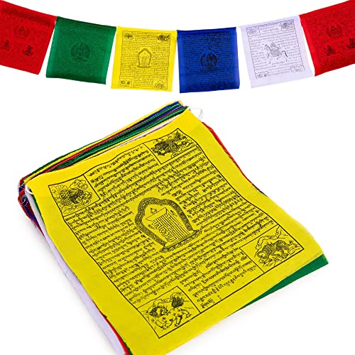 Large Tibetan Prayer Flags - 10 x 12 Inch Traditional Hand Printed | Handmade in Nepal | Wind Horse Affirmation (Pack of 25)