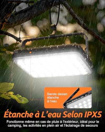 Eventek Camping Lamp 4000LM, 20000mAh Power Bank Up to 144 Hours, 4 Lighting Modes, IPX5 Waterproof Rechargeable Camping Lamp for Tent, Hurricane, Hiking, Emergency, Breakdown, Work