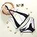 Women Cross Colorblock Padded Push up Halter Bikini Swimsuit (M)