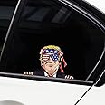 Iprokiu Car Sticker for Trump Waterproof Vinyl Peeking Decal for Bumper Window Vehicle Truck Laptop Wall Car Decoration Car Decal for Trump Funny Sticker (Peeking)