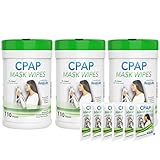 RespLabs CPAP Mask Wipes - 110 Pack + 2 Travel Wipes (3 Bottles)