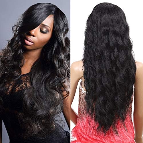 Synthetic Wigs for Women Body Wave Lace Front Wig Long Wavy Side Parting Heat Resistant Replacement Wigs Natural Color 26 inch