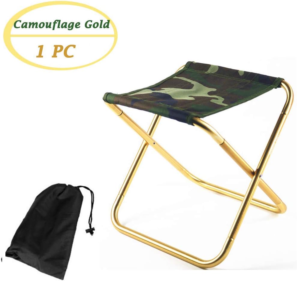 Zaptex Folding Stool Chair Outdoor Foldable Fishing Chairs Traveling Camping Fishing Fold Ultralight Chairs (B, Camouflage Gold, One Size)
