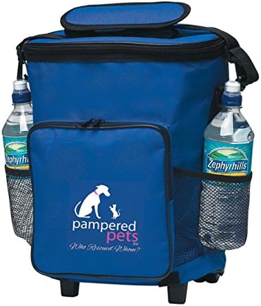 Pampered Pets 18 Can "Who Rescued Whom" Rolling Cooler, Royal Blue
